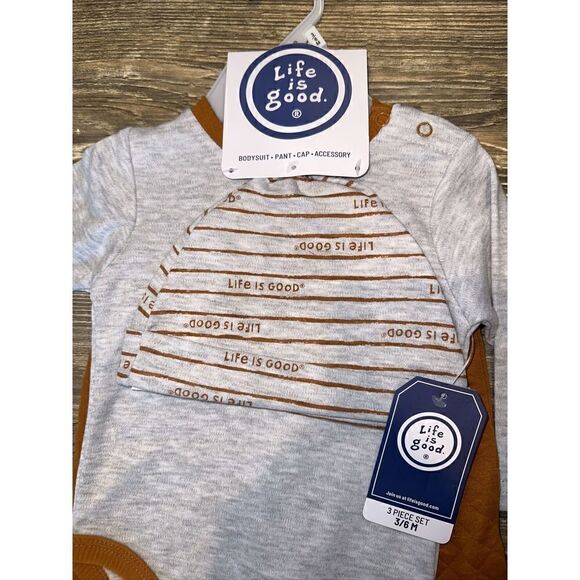 Life is Good “Smart Cookie” Baby Boy 3 Pc Outfit Bodysuit Set 3-6 Months. NWT. - Picture 2 of 6